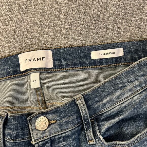 EUC Frame Le High Flare Jeans Size 29 Mid Wash High Rise Stretch Denim Boho 70s - Picture 6 of 13